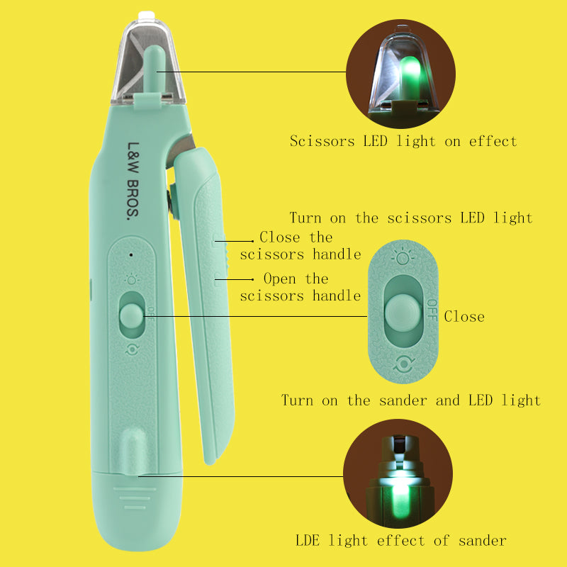 Cat Nail Clipper Nail Clippers 2-in-1 USB Rechargeable LED Nail Sharpener