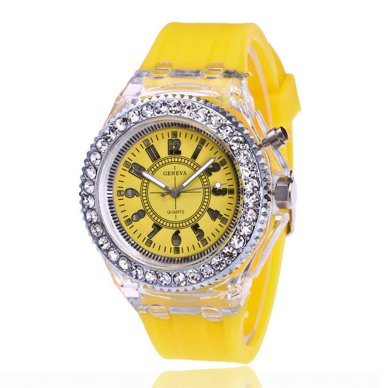 LED Luminous Watches Geneva Women Quartz Watch Women Ladies Silicone Bracelet Watches