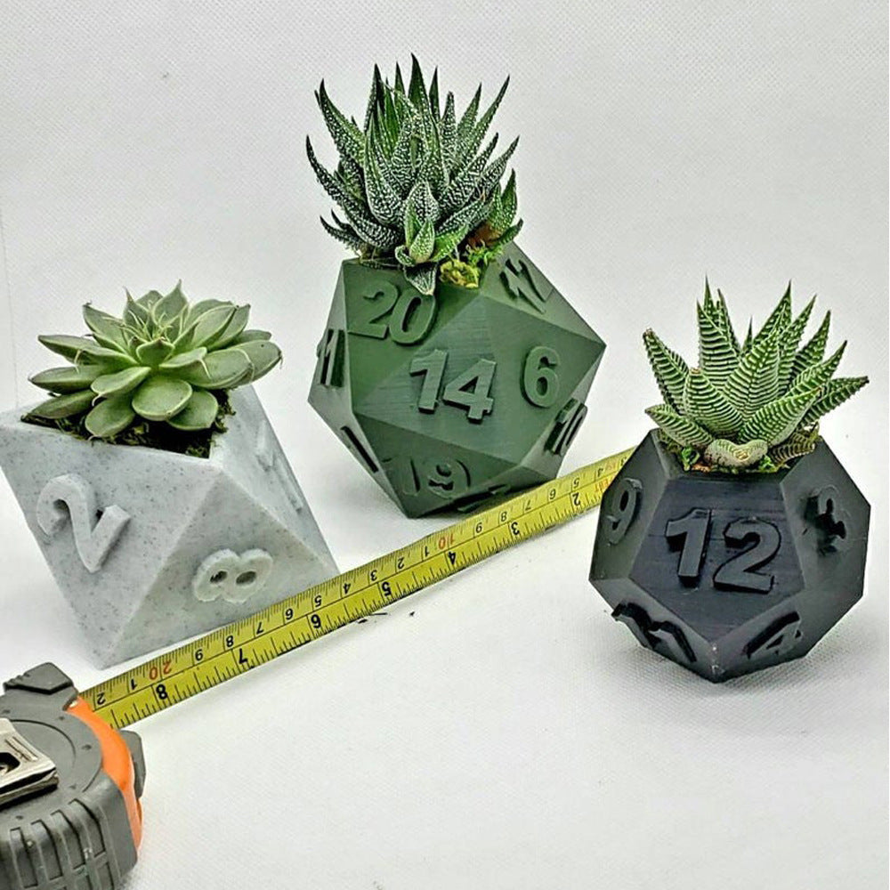 3D-geprinte plantenpot tafelblad RPG dobbelstenen succulente plantenbak set huisdecoratie multifunctionele tuin bloempot