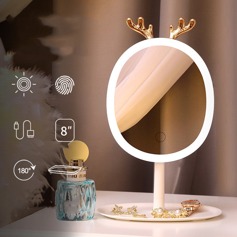 LED Smart Makeup Mirror Antler Design with Wireless Charging