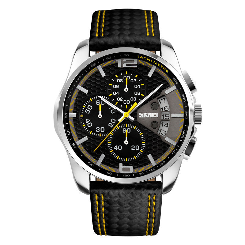 Leren quartz horloge sporthorloge horloge