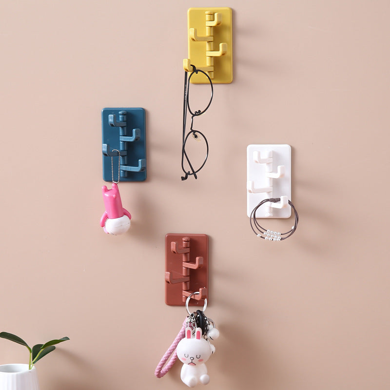 Four Consecutive Rotating Non-punching Wall-mounted Clothes Hooks