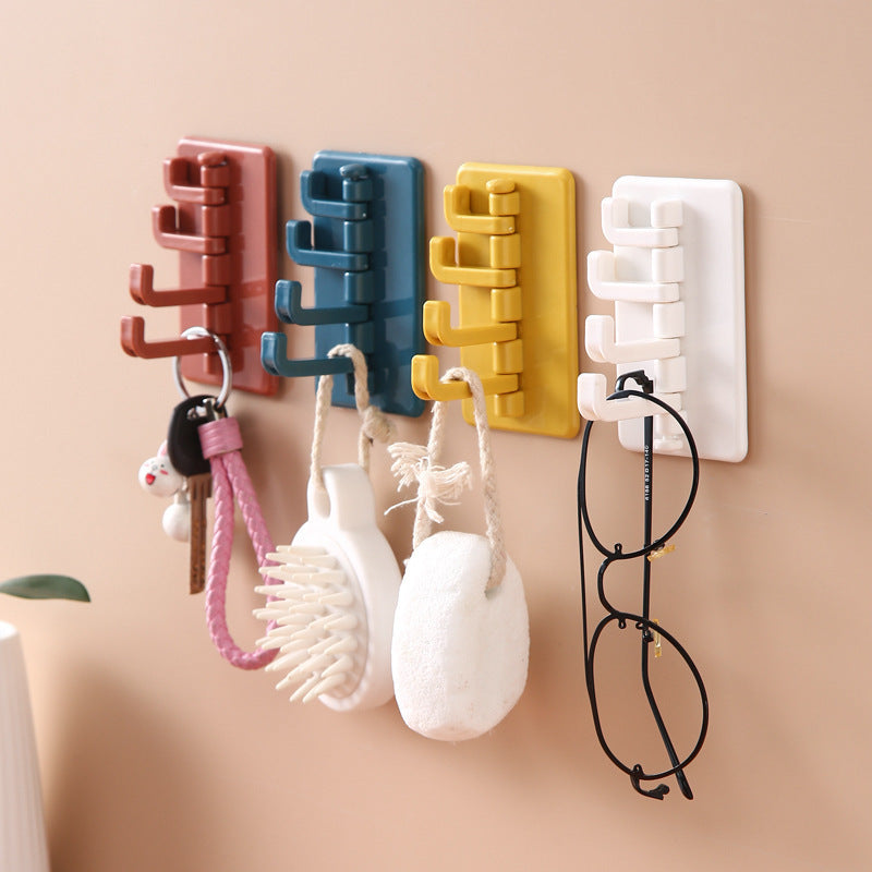 Four Consecutive Rotating Non-punching Wall-mounted Clothes Hooks