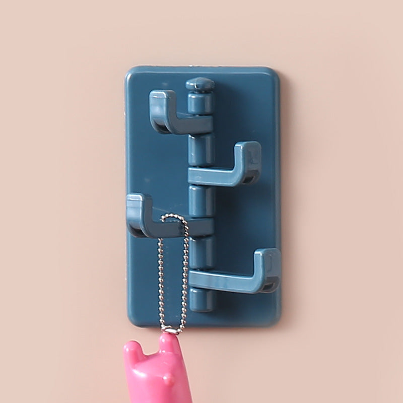 Four Consecutive Rotating Non-punching Wall-mounted Clothes Hooks