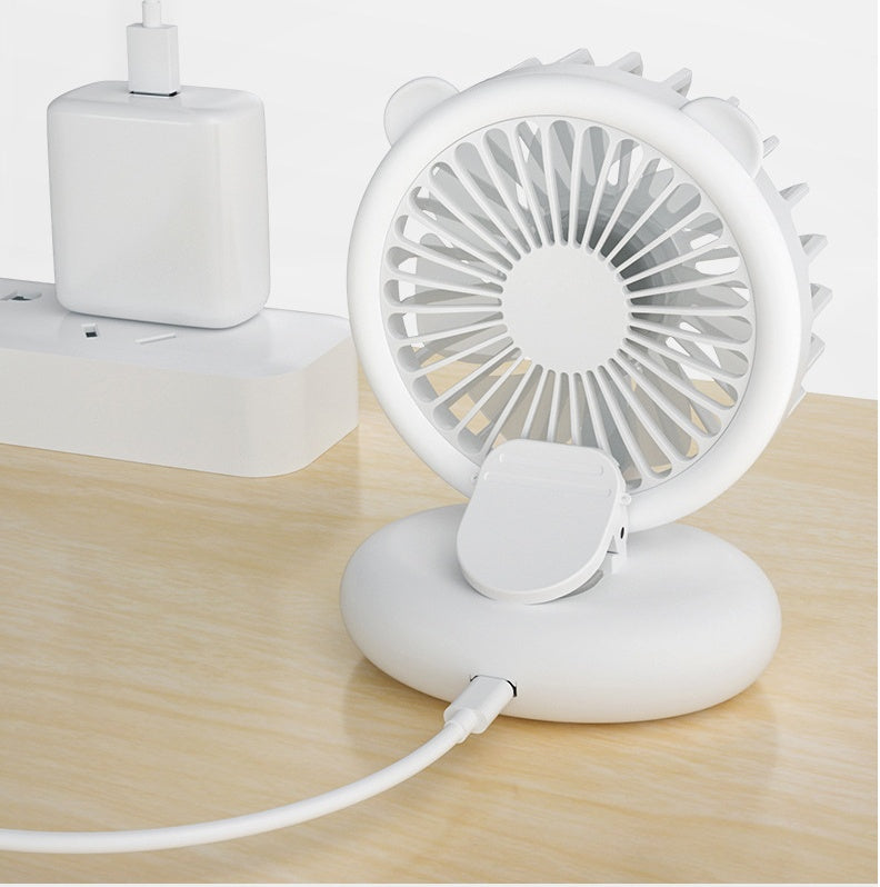 Fill Light Fan Portable Student Mini USB Charging Fan Mini fan with Light for Selfie Video Vlog USB Port Ideal Gift for Summer