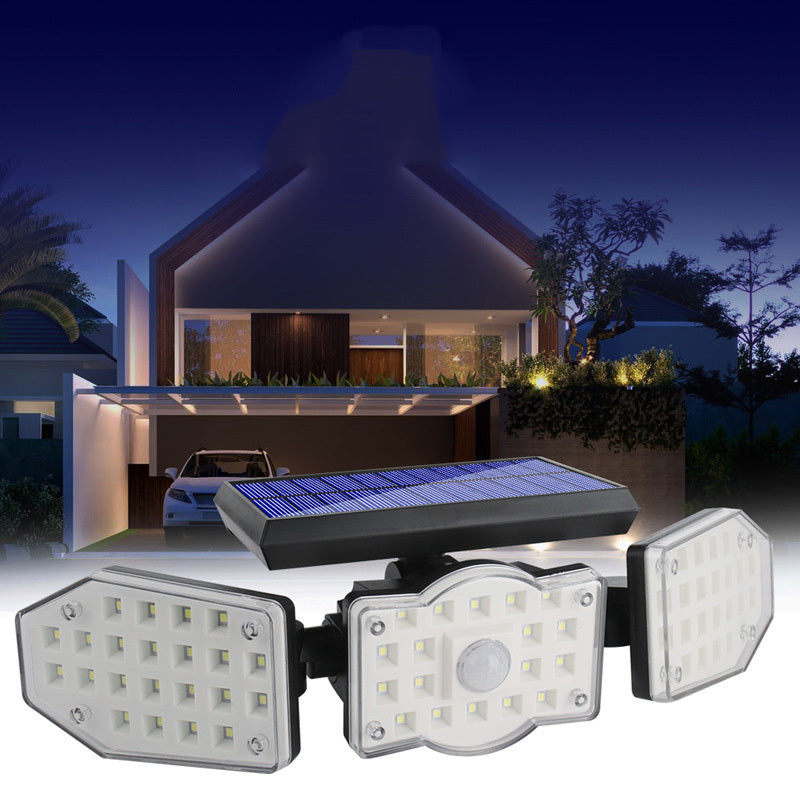 Three-Sided Rotating LED Solar Wall Light