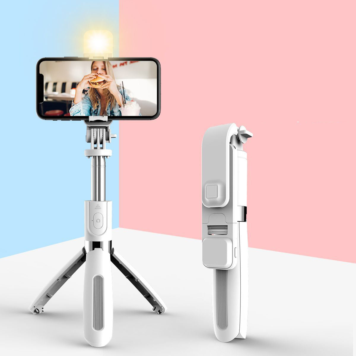 Compatible with Apple, 3 In1 Bluetooth Wireless Selfie Stick Tripod 102cm Foldable & Monopods Universal Phone Tripod