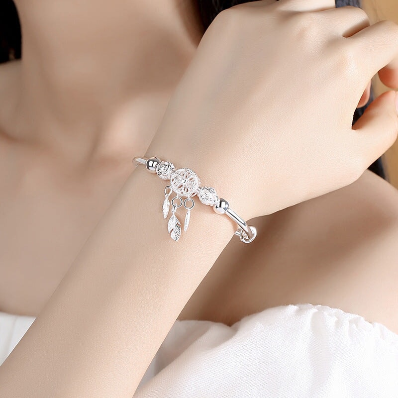 Dreamcatcher Silver Plated Bracelet Female Fashion Exquisite Adjustable Hollow jewellery Umar Ahmed 