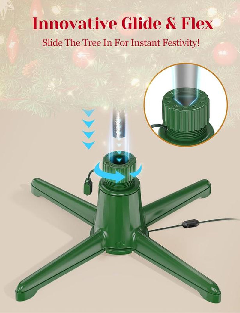 【Springlift】Rotating Christmas Tree Stand with Speaker, for 7-9Ft 120 Lb Artificial Christmas Tree with Remote, Built-In 3 Light Output Ports 800W