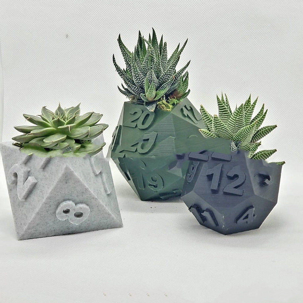 3D-geprinte plantenpot tafelblad RPG dobbelstenen succulente plantenbak set huisdecoratie multifunctionele tuin bloempot