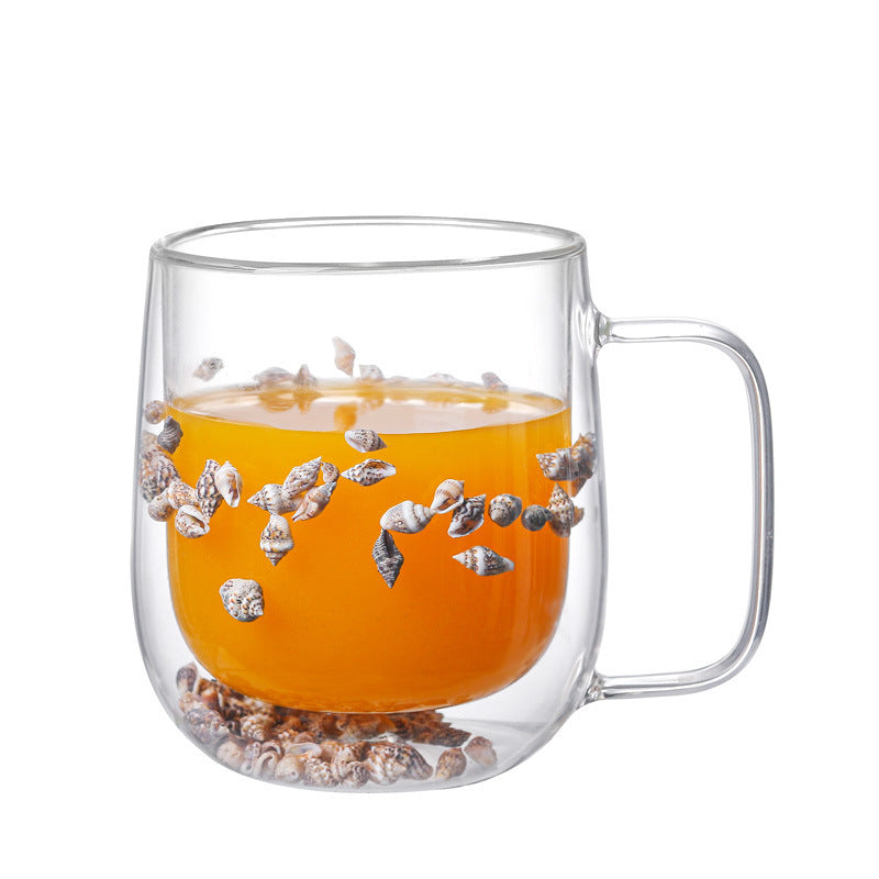 Real Flower Double Layer Glass Cup Borosilicate Simple