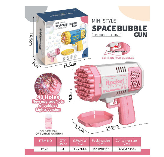 Bubble Gun Rocket 69 Gaten Zeepbellen Machinegeweer Vorm Automatische Blower Met Licht Speelgoed Voor Kinderen Pomperos