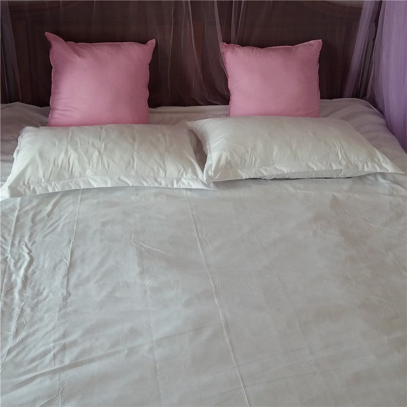 Drap de lit blanc pur quatre pièces, housse de couette et taie d'oreiller, linge de lit d'hôtel, vente en gros 