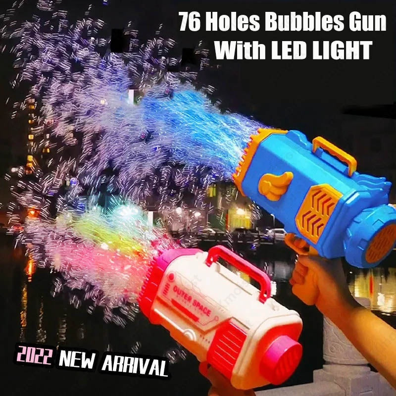 Bubble Gun Rocket 69 Gaten Zeepbellen Machinegeweer Vorm Automatische Blower Met Licht Speelgoed Voor Kinderen Pomperos