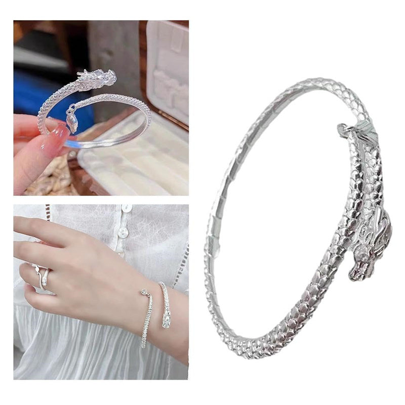 2024 Trendy Magical Dragon Waving Its Tail Chinese Style Men And Women Couple Adjustable Bracelet New Popular Relief Dragon Tail Bangle Punk Jewelry