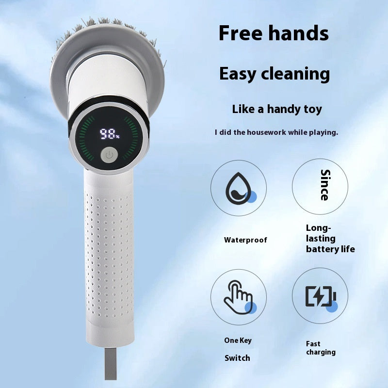 Multifunctional Smart Display Electric Cleaning Brush Wireless Kitchen Sink Cleaning Brush Waterproof Electric Pot Brush Cleaning Tool