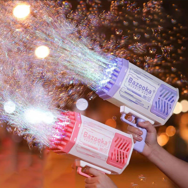 Bubble Gun Rocket 69 Gaten Zeepbellen Machinegeweer Vorm Automatische Blower Met Licht Speelgoed Voor Kinderen Pomperos