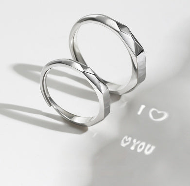 S925 Sterling Silver Projection Couple Ring