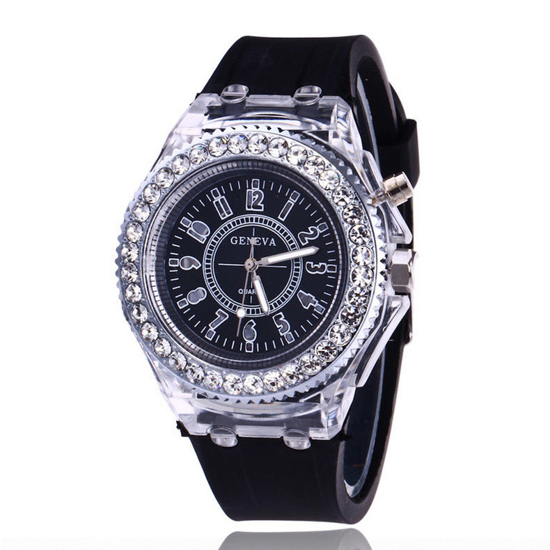 LED Luminous Watches Geneva Women Quartz Watch Women Ladies Silicone Bracelet Watches