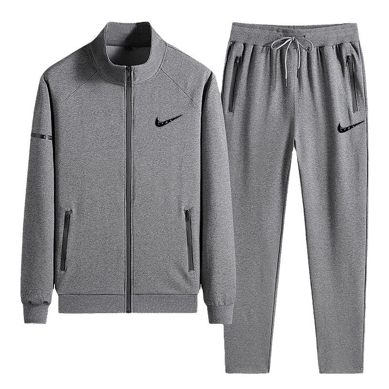 Men Spring And Autumn Stand Collar Sports Casual Suit Men Cardigan Sweater Ankle-tied Pants Running Workout Clothes Two-piece Suit