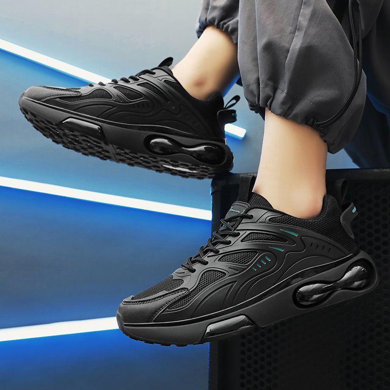 Mesh Men  Shoes New Youth Running Sports Leisure Thick-soled Fashion Black Warrior Men  Shoes