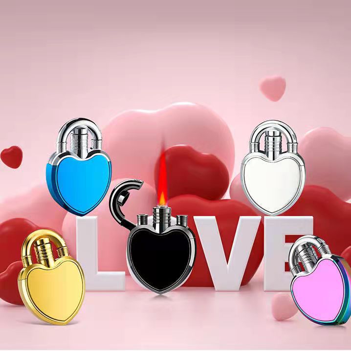 PL169 Shake Tone With Creative Love Straight Windproof Metal Lighter Restraint Personality Logo Birthday Gift