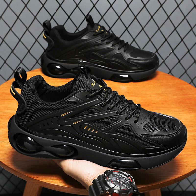 Mesh Men  Shoes New Youth Running Sports Leisure Thick-soled Fashion Black Warrior Men  Shoes