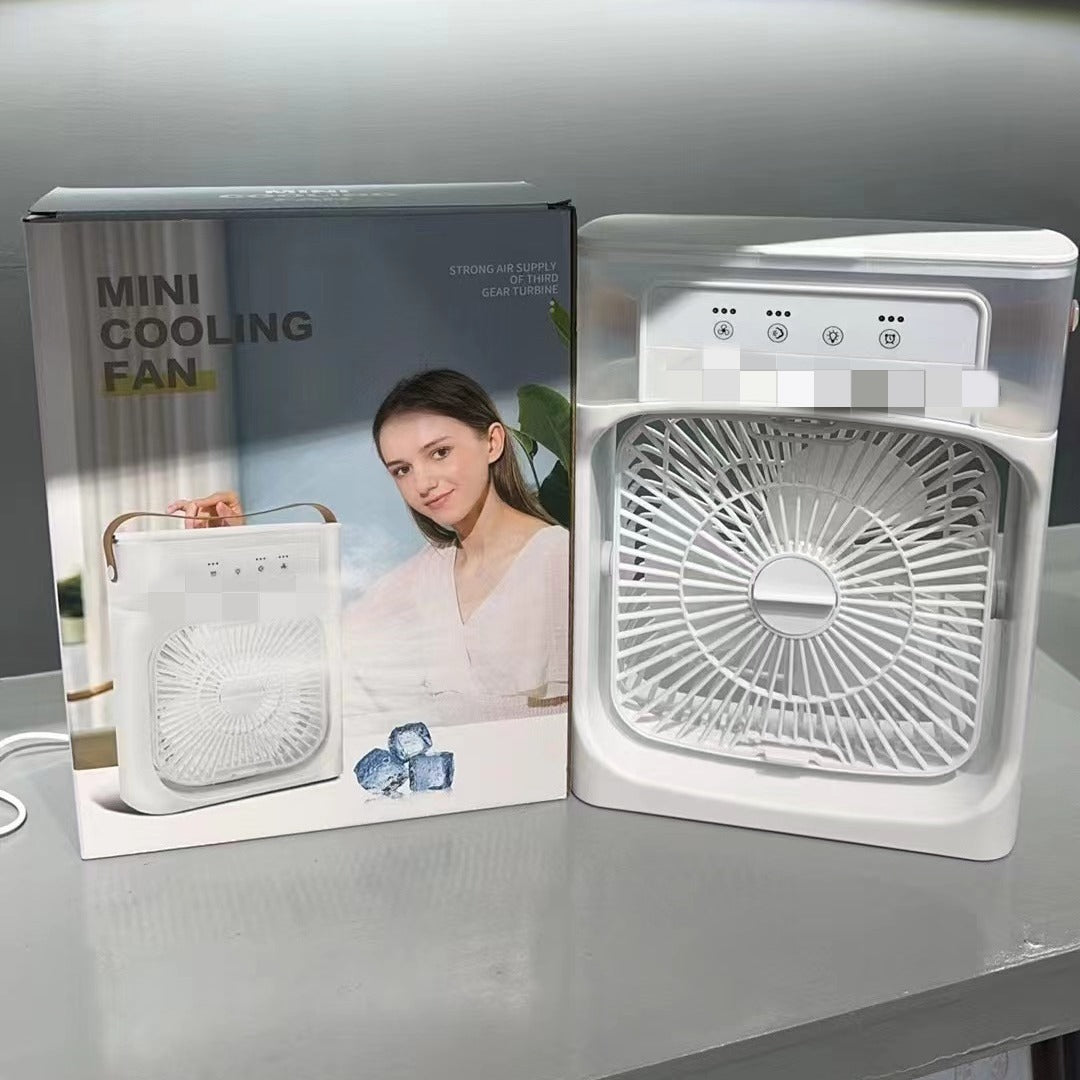 5-hole Spray Humidifier USB Small Fan With Light Desktop Mini Air Cooler Student Dormitory Artifact Mini Fan