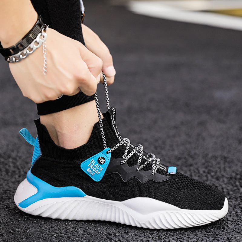 New Men Sneaker Flying Woven Breathable Casual Running Shoes Mesh Comfortable Foreign Trade Fashion Running Shoes Men