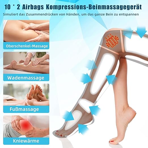 Air Wave Three-section Full Air Bag Vibration Heating Leg Massager Knee Thigh Calf Foot Massage Leg Beauty Instrument