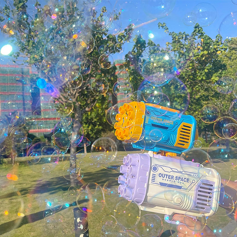 Bubble Gun Rocket 69 Gaten Zeepbellen Machinegeweer Vorm Automatische Blower Met Licht Speelgoed Voor Kinderen Pomperos