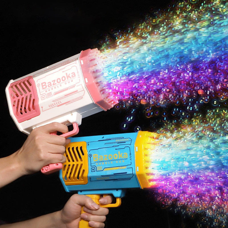 Bubble Gun Rocket 69 Gaten Zeepbellen Machinegeweer Vorm Automatische Blower Met Licht Speelgoed Voor Kinderen Pomperos