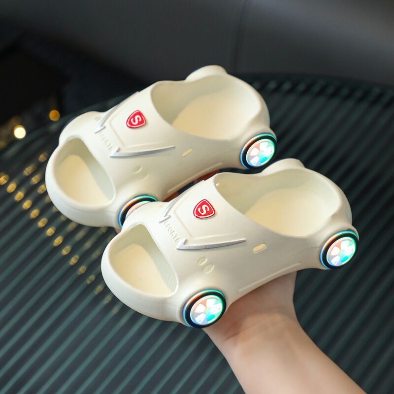 Kids Glowing Slippers Cartoon Car Sandals Children Sandals Anti Slip Boys Girls Luminous Slippers Summer Beach Shoes