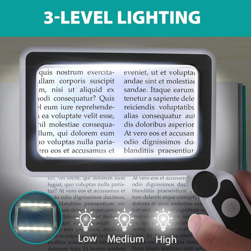 Magnifier LED Light - Rechargeable, LED Light Book Page Magnifier, 5X,Magnifying Glass for Reading,Magnifying Glass,Reading Magnifier for Books,Book Magnifier for Reading,