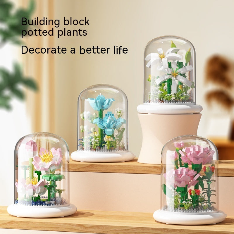 Bouwsteen Bloem Eeuwige Roos Kleine deeltjes Bouwsteen Assemblage Speelgoed Cadeau Desktop Decoratie