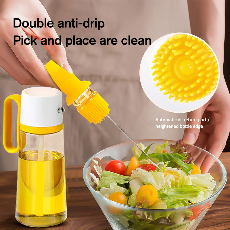 2 In 1 Oliedispenser Met Siliconenborstel Bbq Olie Spray Glazen Fles Siliconen Voor Barbecue Koken Kruiden Fles Keuken gadgets