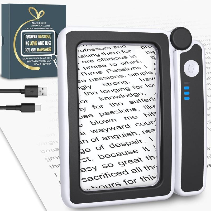 Magnifier LED Light - Rechargeable, LED Light Book Page Magnifier, 5X,Magnifying Glass for Reading,Magnifying Glass,Reading Magnifier for Books,Book Magnifier for Reading,