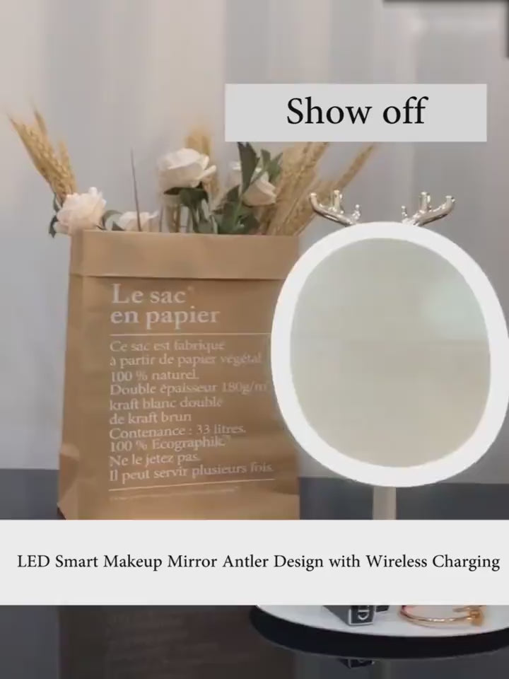 LED Smart Makeup Mirror Antler Design with Wireles