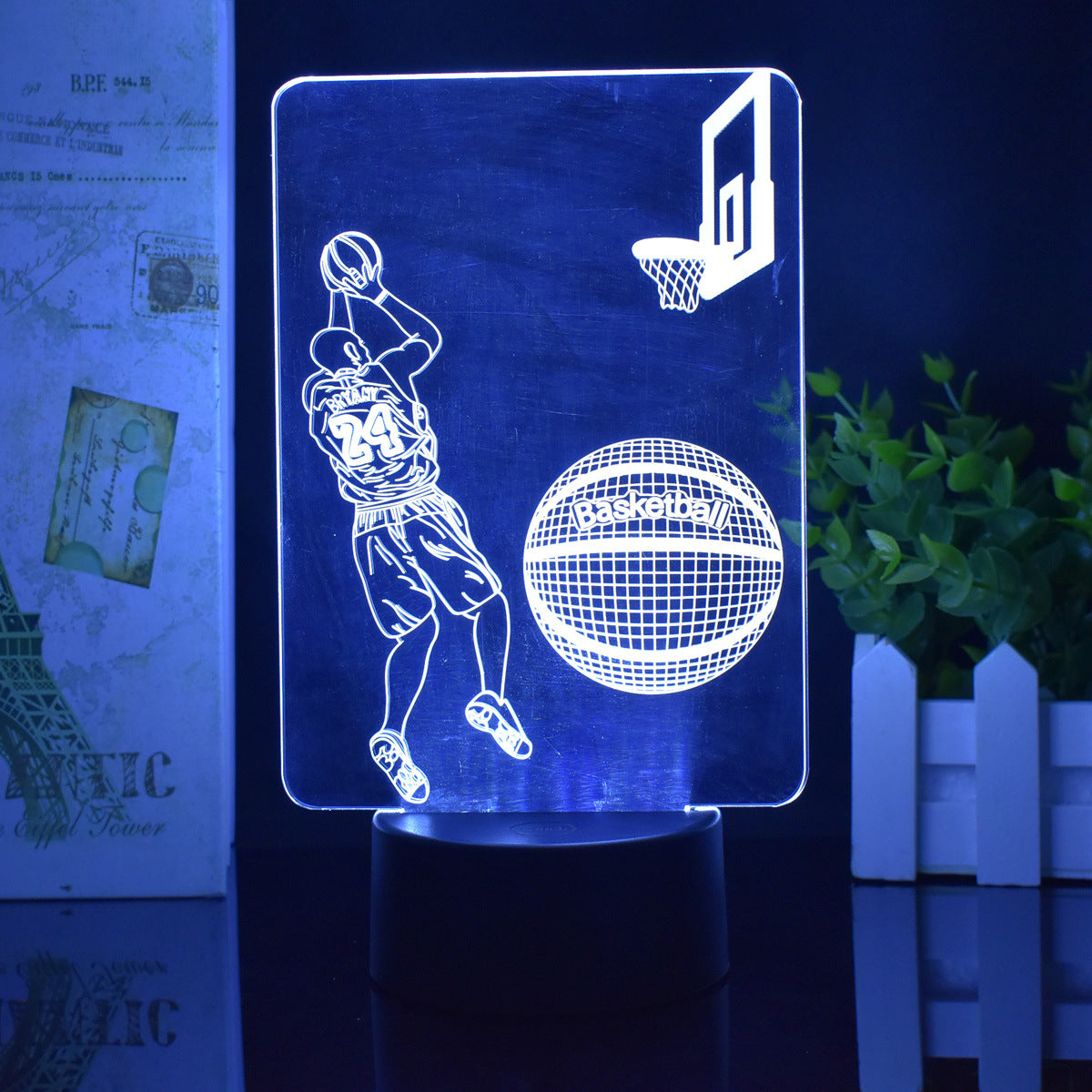 Basketball Kobe Commemorative 3D Night Light Remote Control Touch UFO Base LED Colorful Table Lamp School Event Souvenir